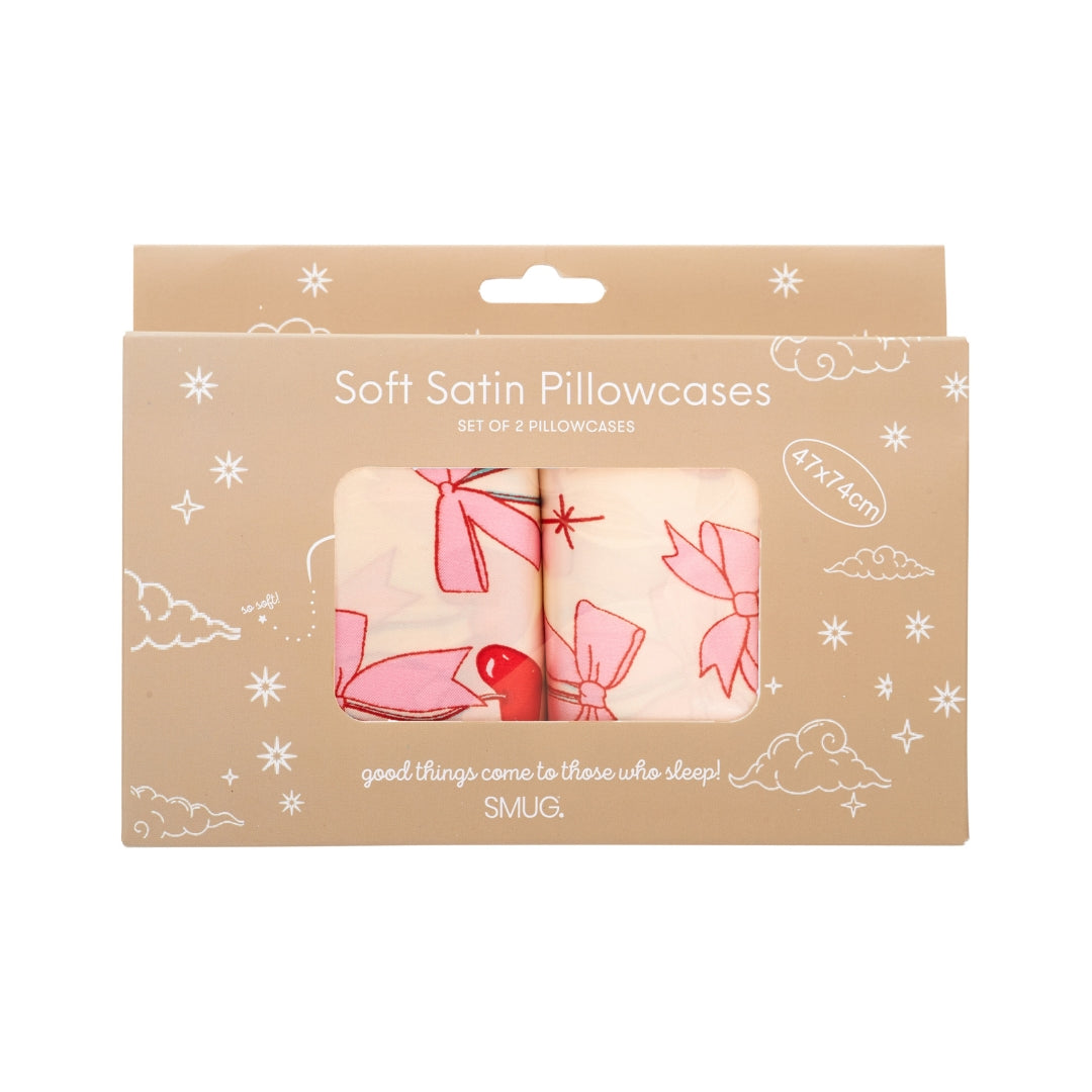 Soft Satin Pillowcase Set, Cherry Bows