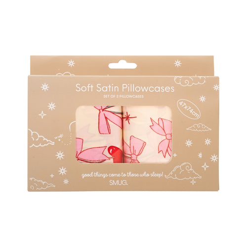 Soft Satin Pillowcase Set, Cherry Bows