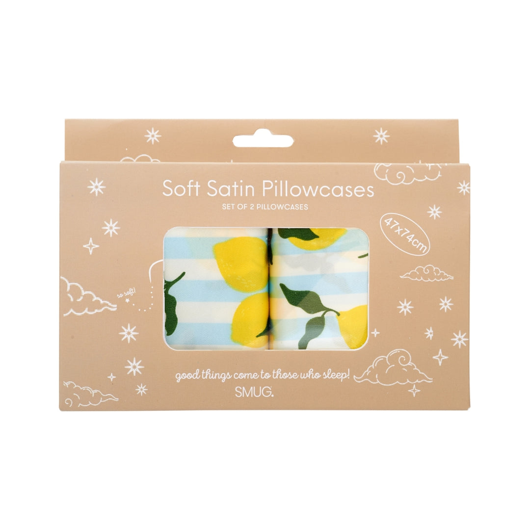 Soft Satin Pillowcase Set, Lemon Stripe