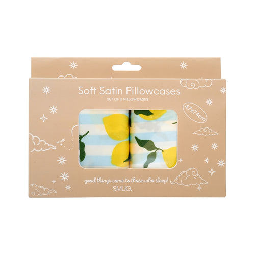 Soft Satin Pillowcase Set, Lemon Stripe