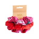 Cloud Satin Hair Scrunchie Set (set of 3) - Strawberry Leopard