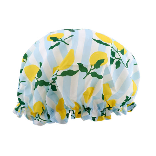 Shower Cap - Lemon Stripe Print