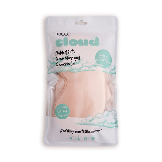 Cloud Padded Satin Sleep Mask & Scrunchie Set - Caramel