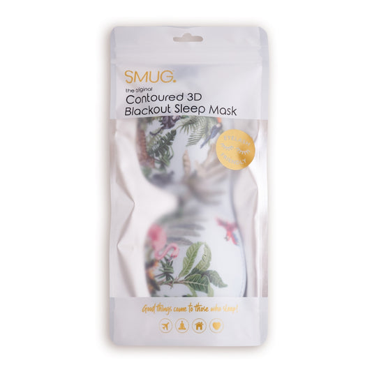 Contoured & Satin Sleep Mask Double Pack & Wash Bag Set- Jungle