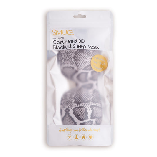 Contoured & Satin Sleep Mask Double Pack & Wash Bag Set- Snake