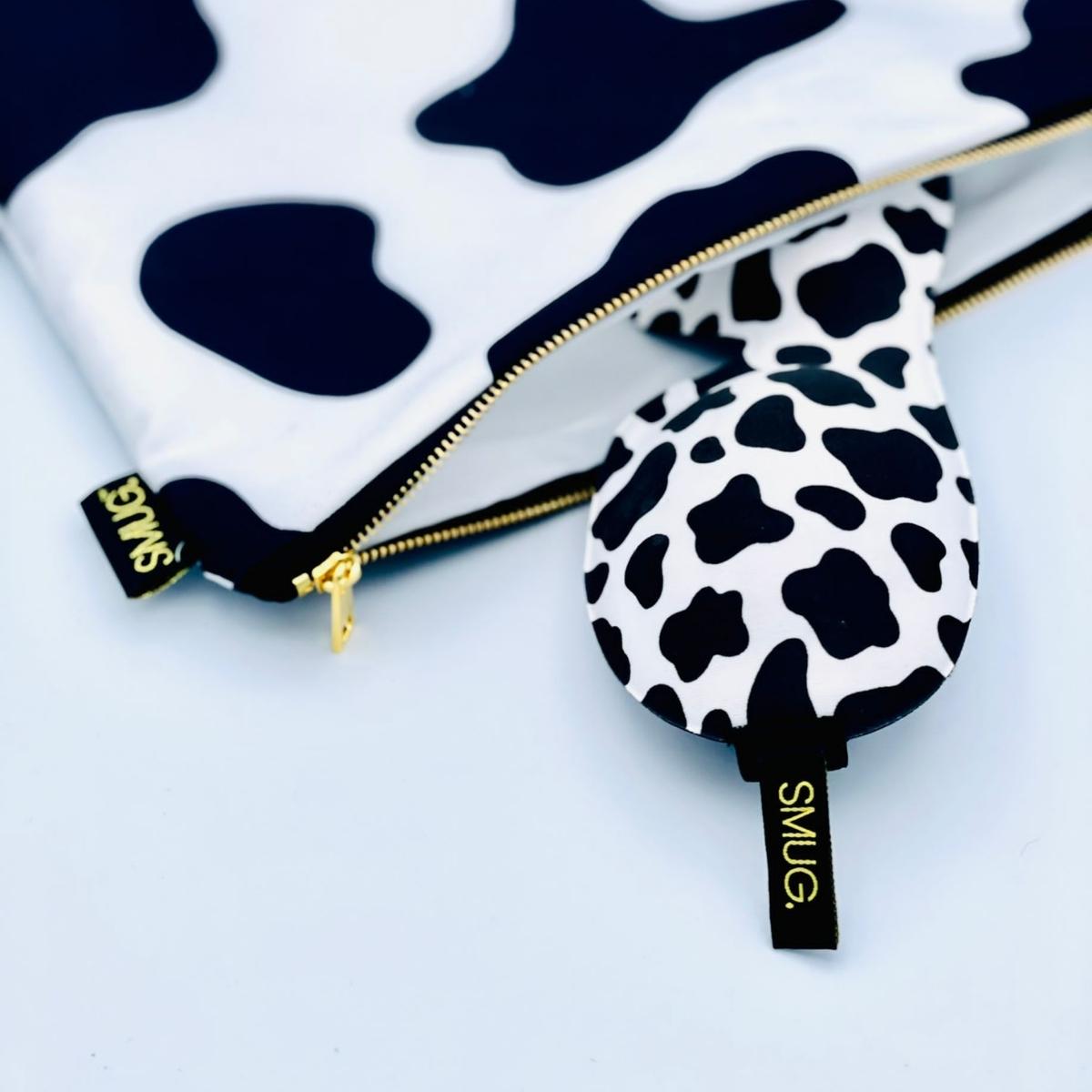 Contoured Sleep Mask & Accessories Bag Set - Cow Print