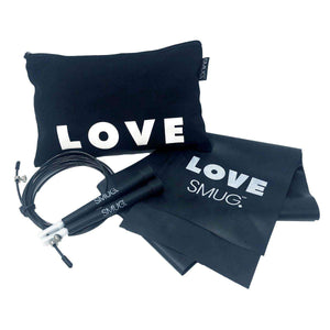 Skipping Rope, Resistance Band & Bag Fitness Set - Love Print, Black