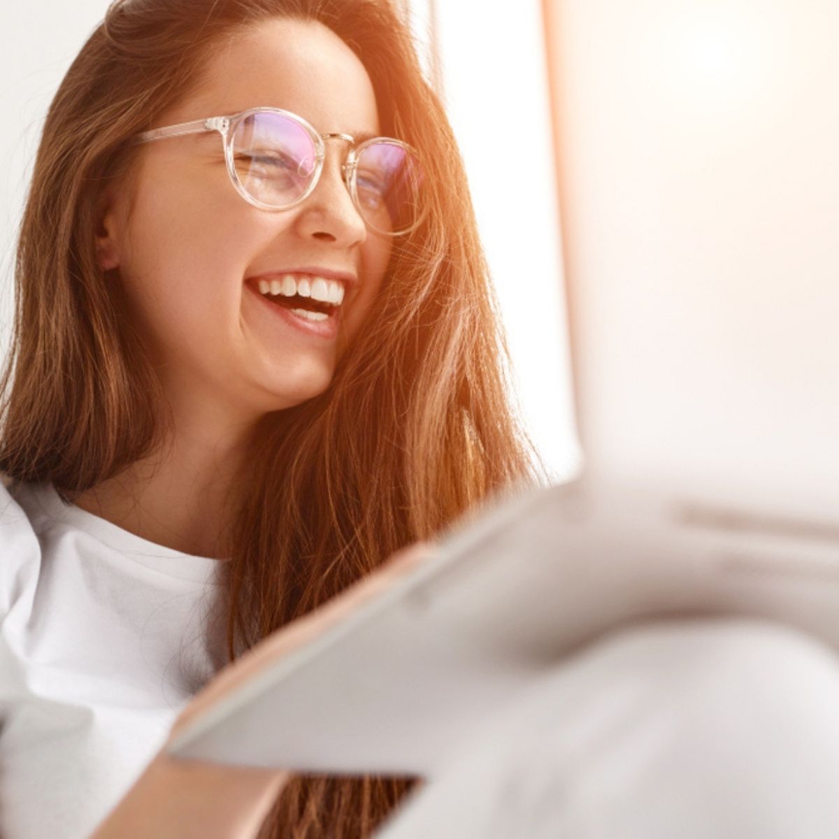 Blue Light Blocking Glasses - Clear Pink