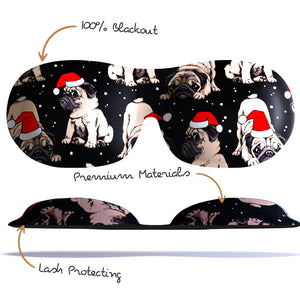 Contoured 3D Blackout Sleep Mask - Christmas Pug Print