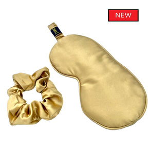 Satin Sleep Mask & Hair Scrunchie Set - Gold