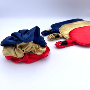 Satin Sleep Mask & Hair Scrunchie Set - Navy Blue