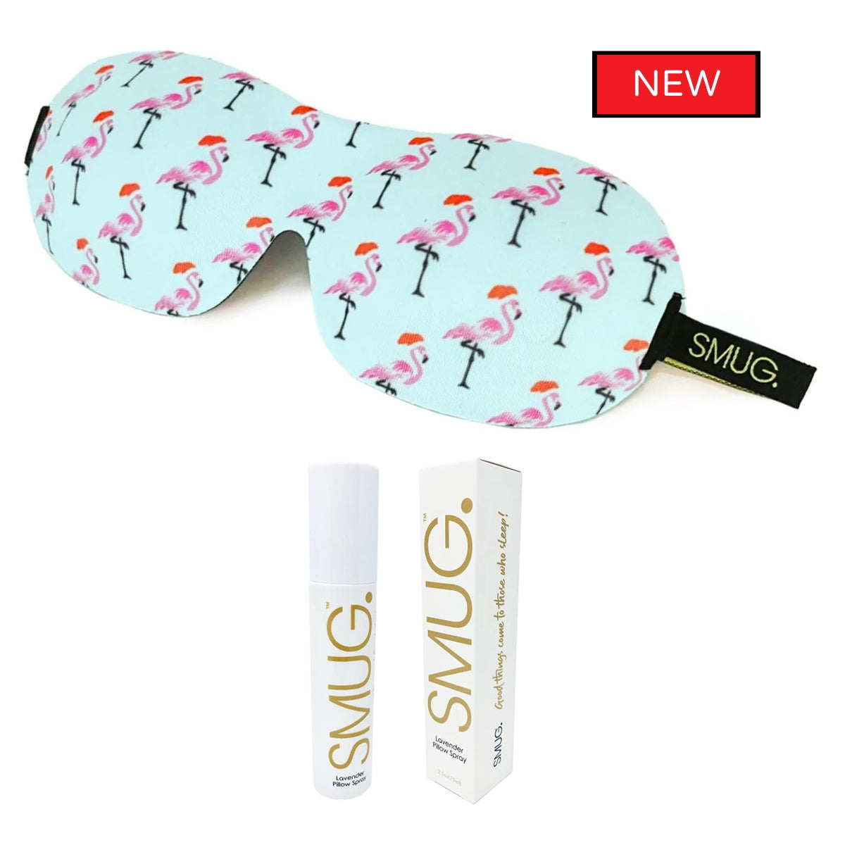 Secret Santa Contoured Sleep Mask & Pillow Spray Set - Flamingo Martini Print