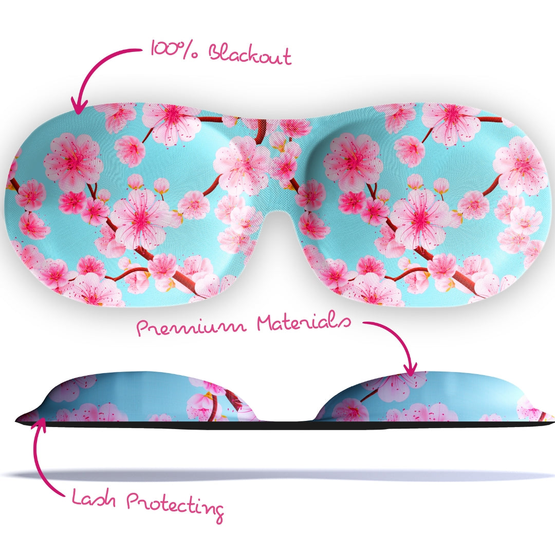 Contoured 3D Blackout Sleep Mask - Cherry Blossom Print