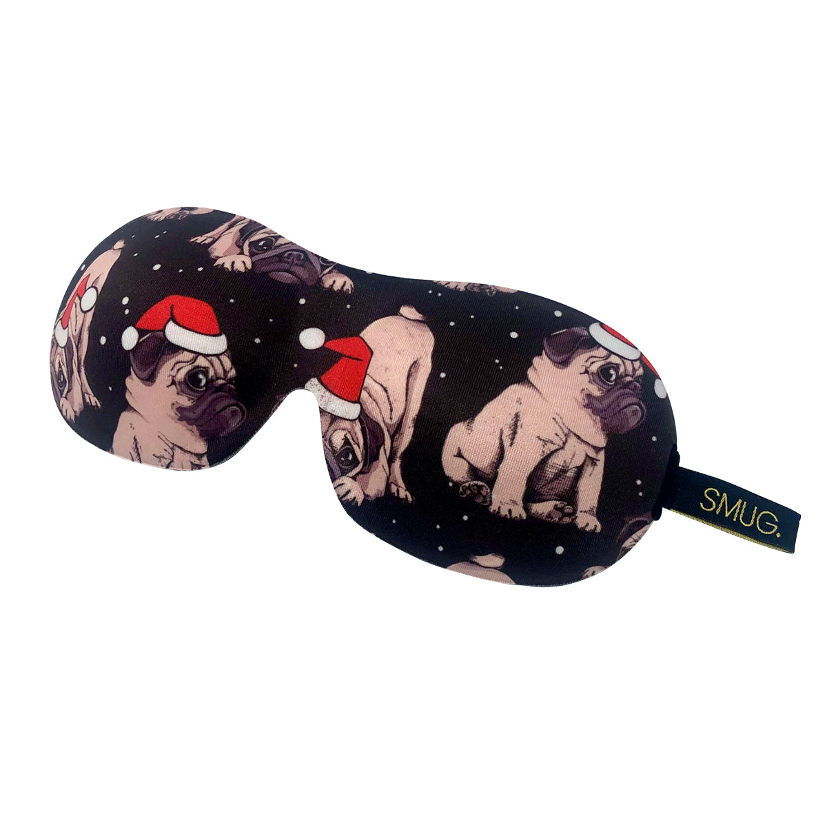 Contoured 3D Blackout Sleep Mask - Christmas Pug Print