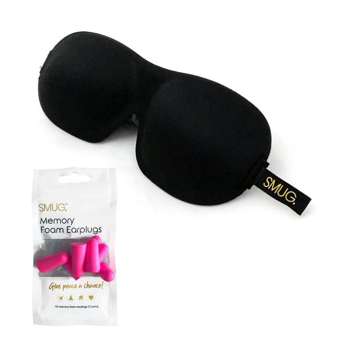 Contoured 3D Blackout Sleep Mask - Black