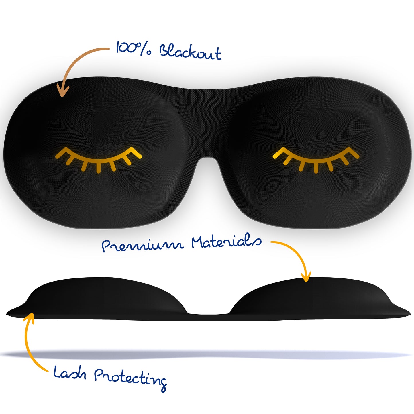 Contoured 3D Blackout Sleep Mask - Wink Print, Black