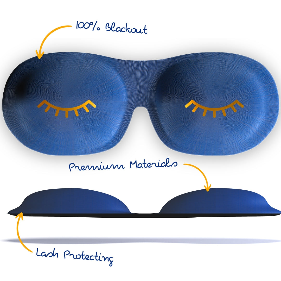 Contoured 3D Blackout Sleep Mask - Wink Print, Blue