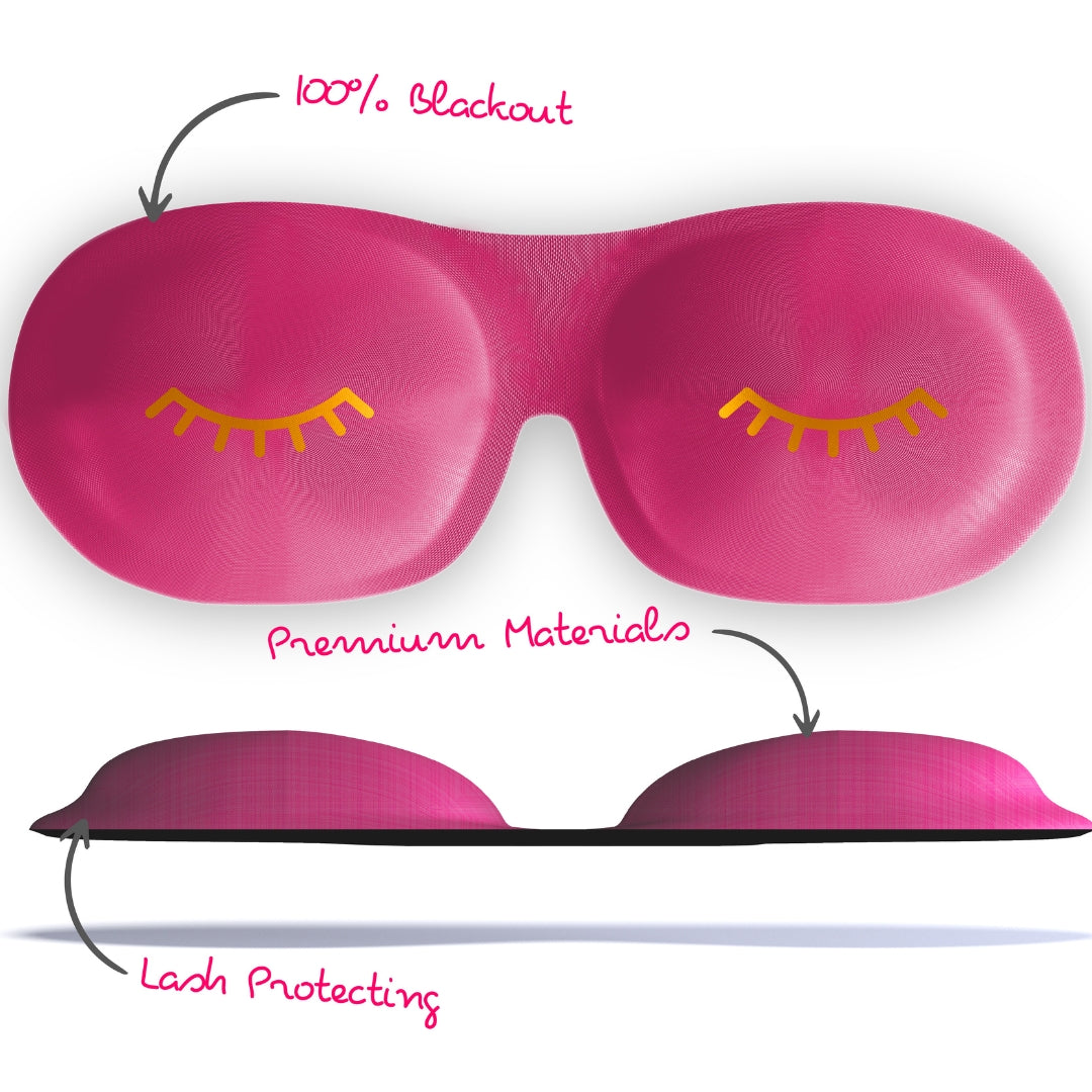 Contoured 3D Blackout Sleep Mask - Wink Print, Bright Pink