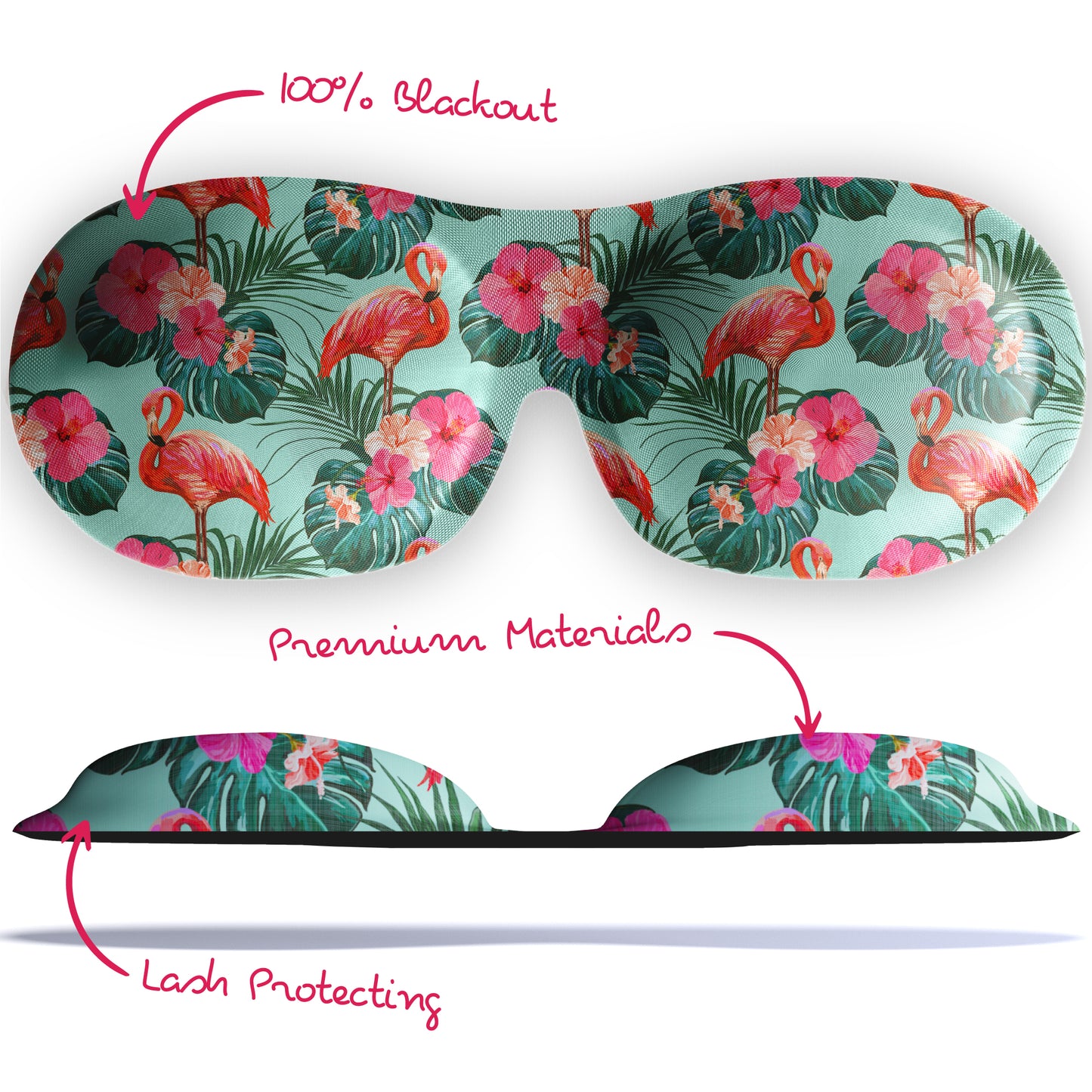 Contoured 3D Blackout Sleep Mask - Flamingo Print