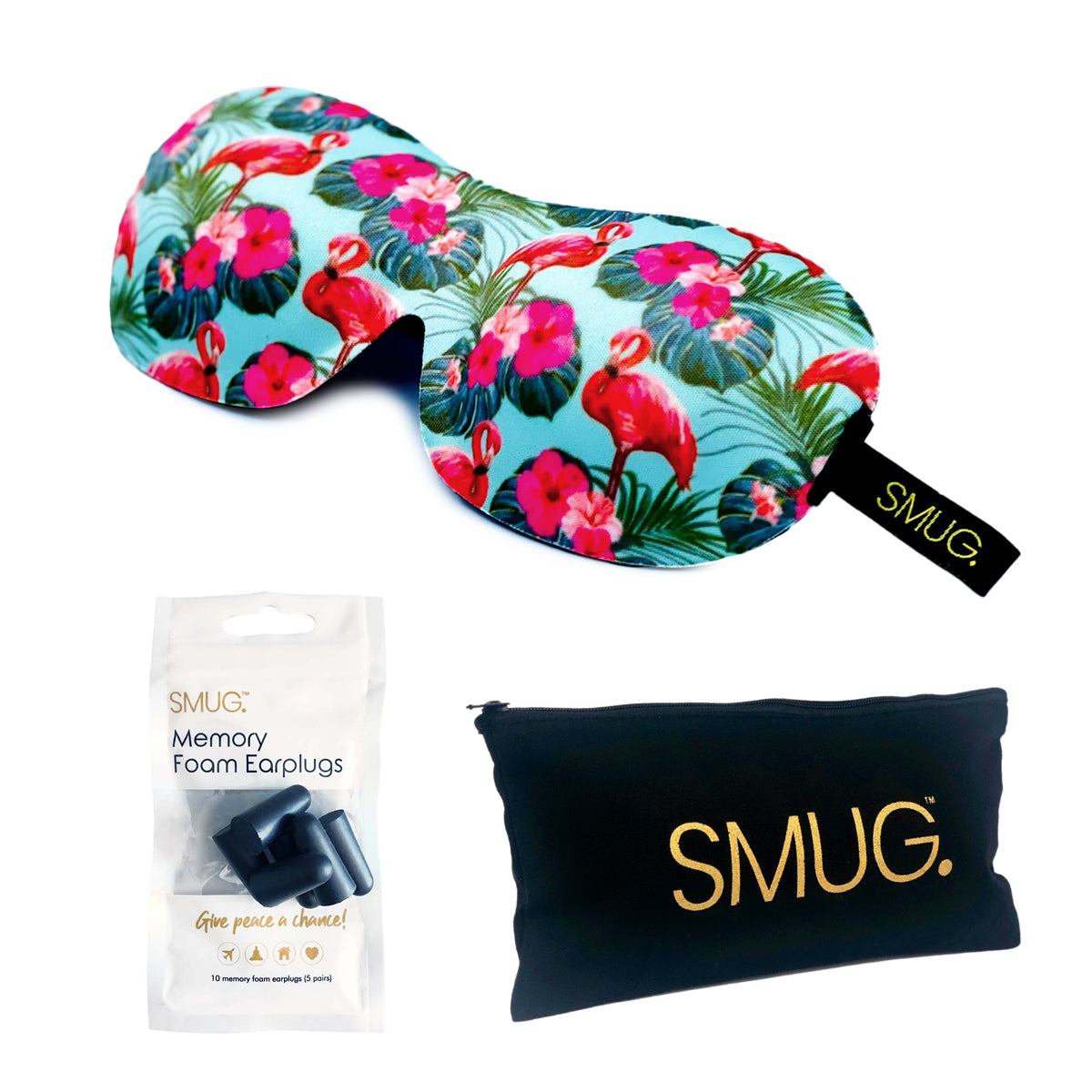 Contoured 3D Blackout Sleep Mask - Flamingo Print