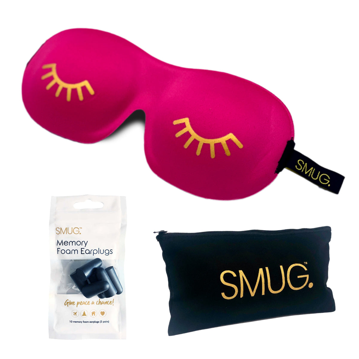 Contoured 3D Blackout Sleep Mask - Wink Print, Bright Pink