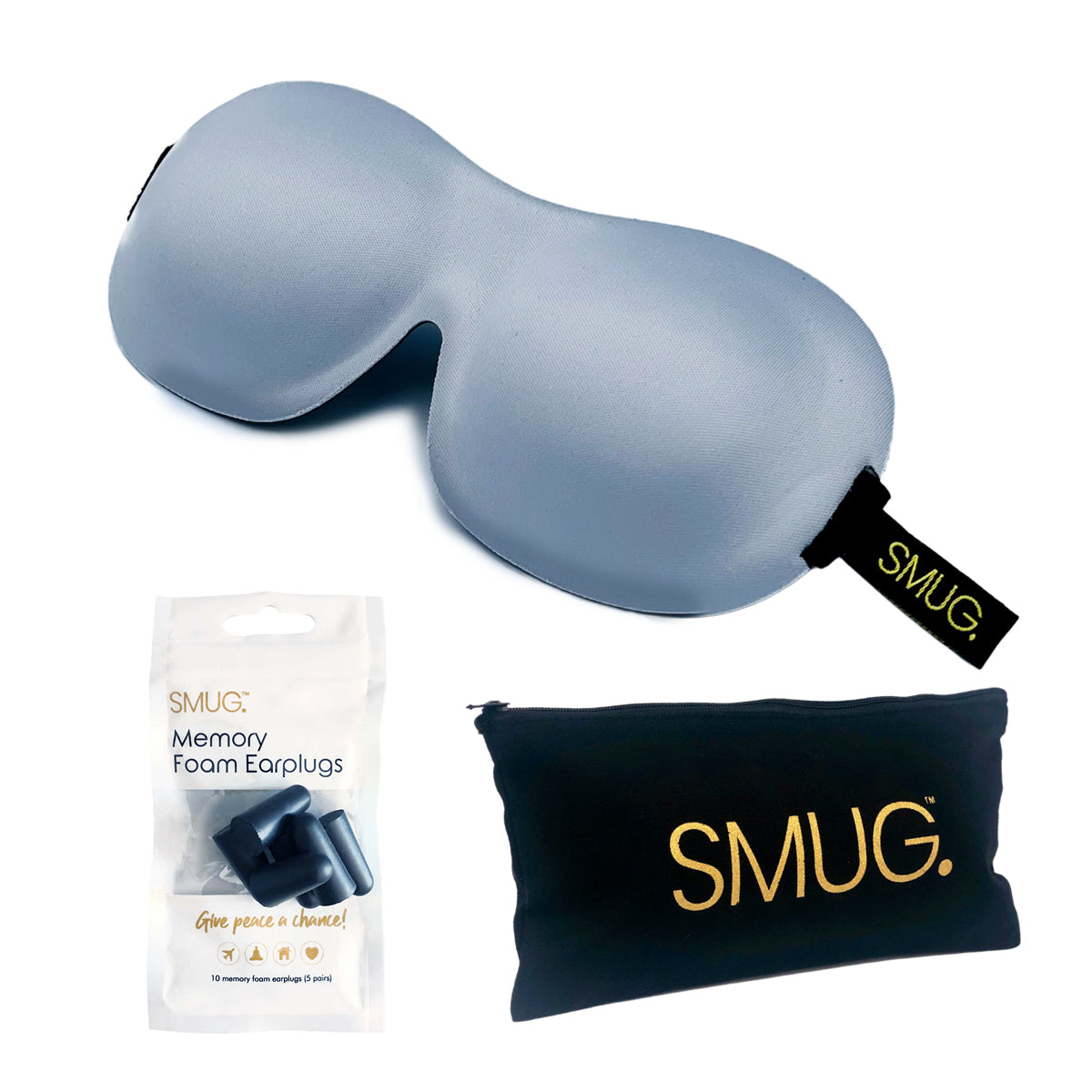 Contoured 3D Blackout Sleep Mask - Grey