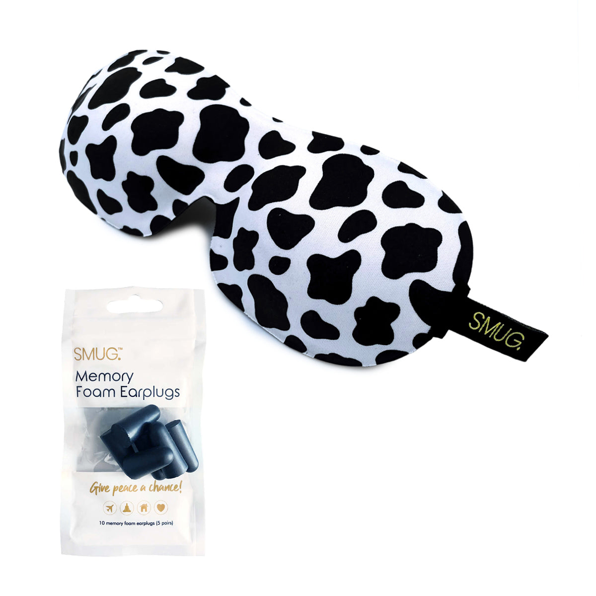 Contoured 3D Blackout Sleep Mask - Cow Print