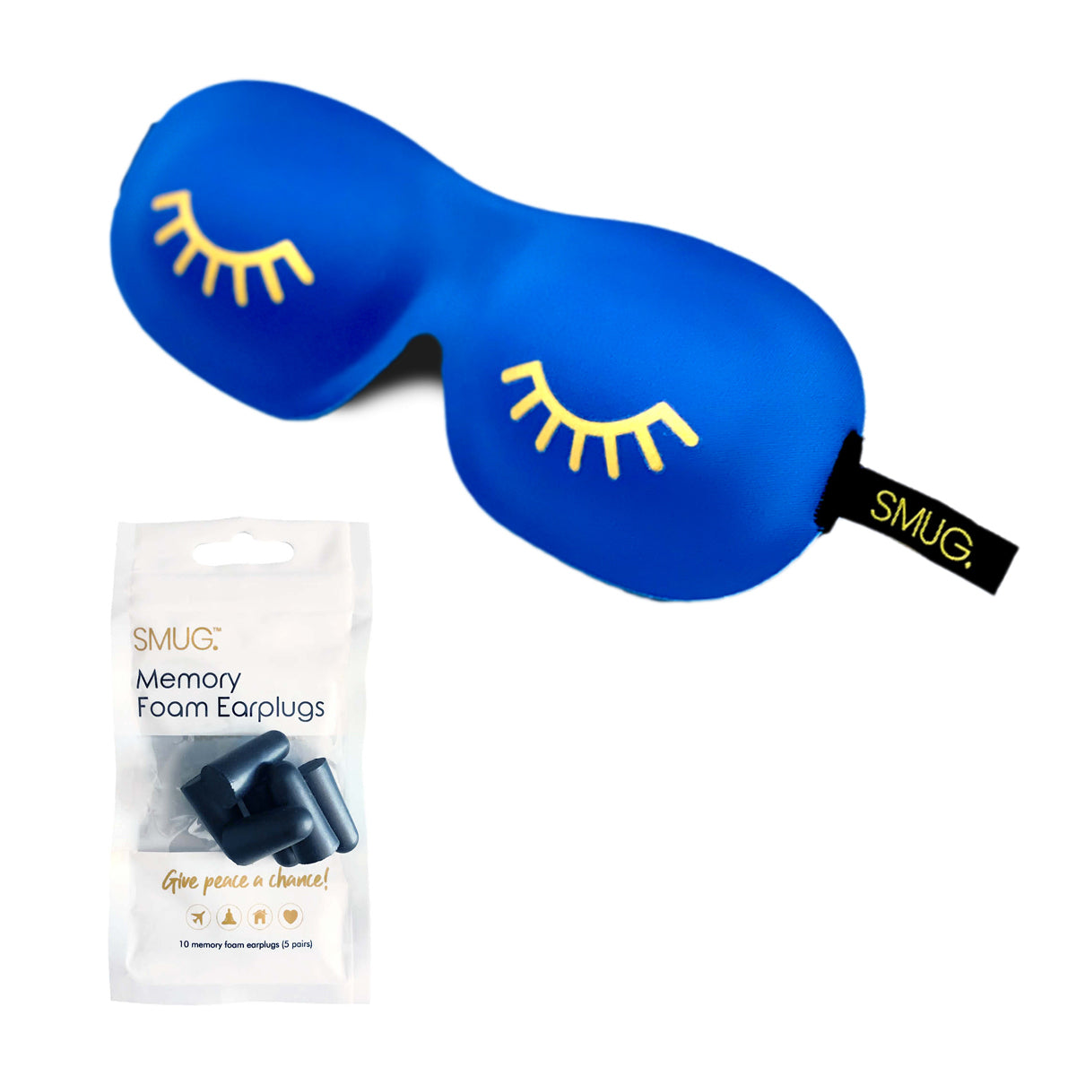 Contoured 3D Blackout Sleep Mask - Wink Print, Blue