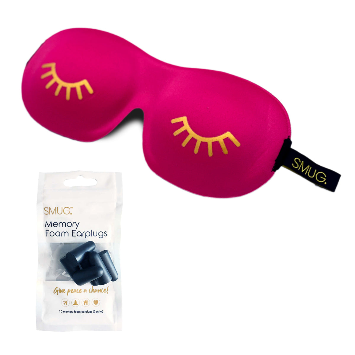 Contoured 3D Blackout Sleep Mask - Wink Print, Bright Pink