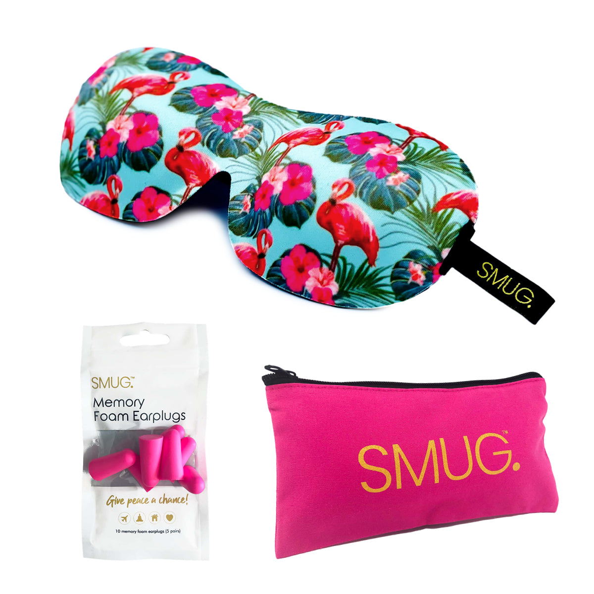 Contoured 3D Blackout Sleep Mask - Flamingo Print