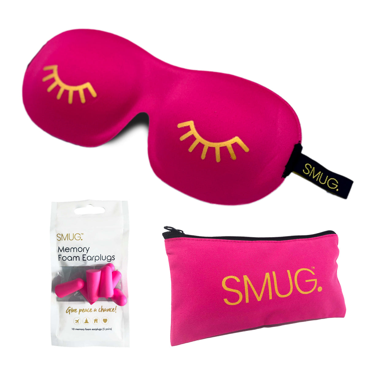 Contoured 3D Blackout Sleep Mask - Wink Print, Bright Pink