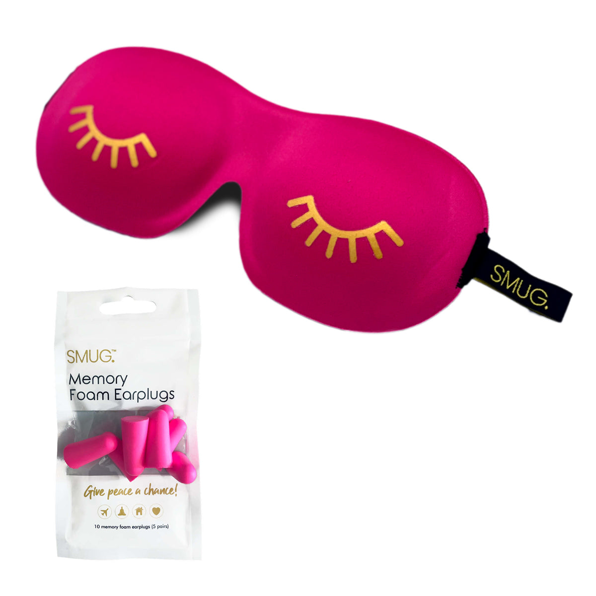 Contoured 3D Blackout Sleep Mask - Wink Print, Bright Pink