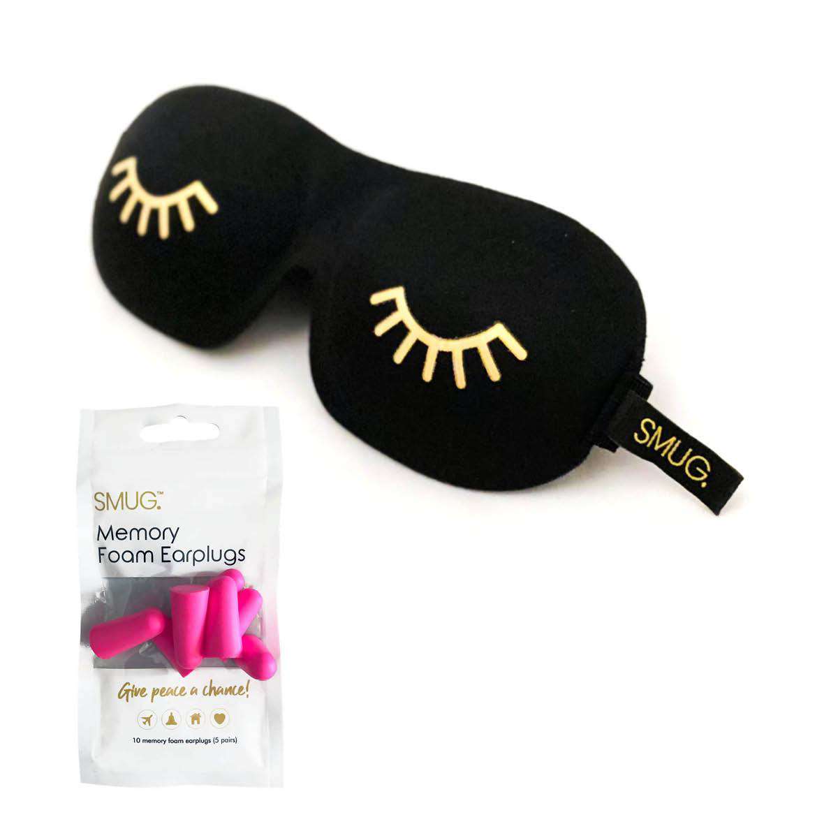 Contoured 3D Blackout Sleep Mask - Wink Print, Black