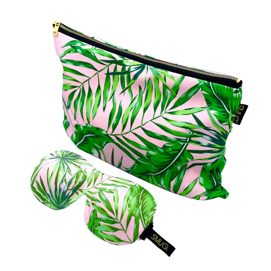 Contoured Sleep Mask & Accessories Bag Set - Palm Print