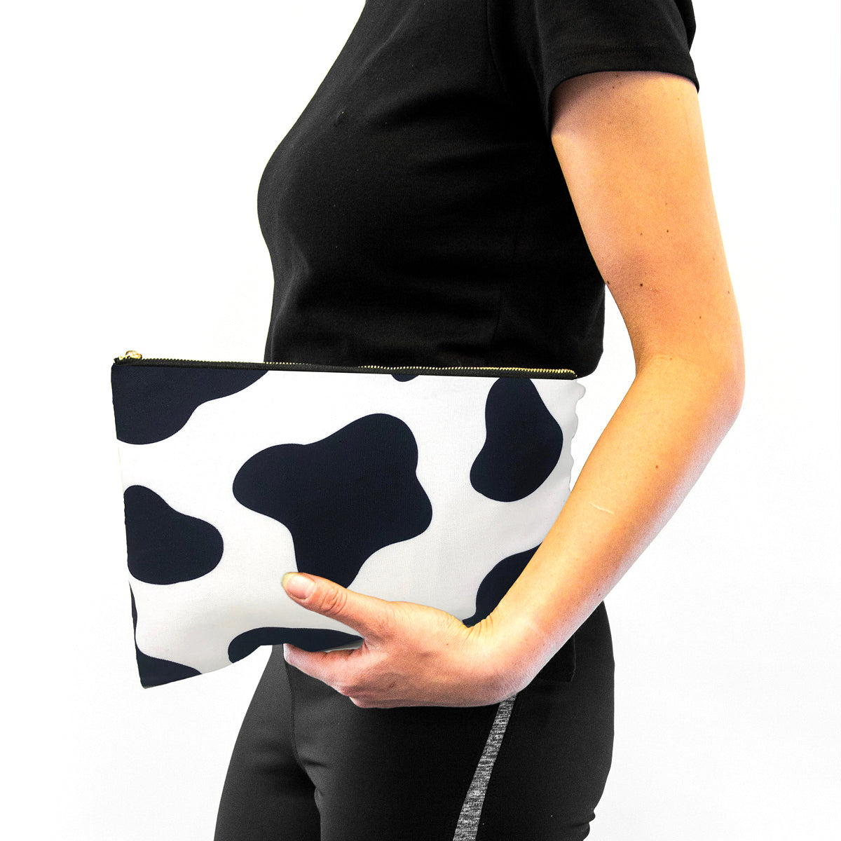 Contoured Sleep Mask & Accessories Bag Set - Cow Print