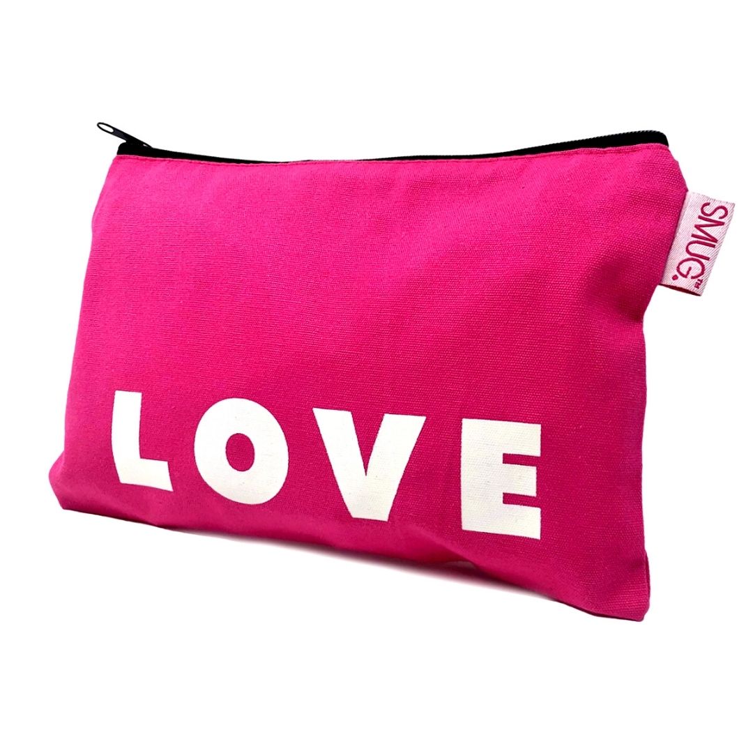 Travel Bag - Love Print, Bright Pink