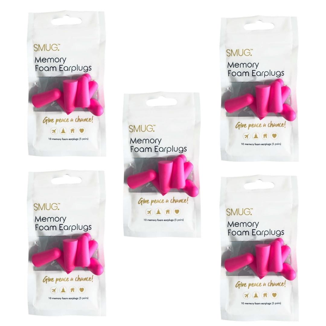 Memory Foam Earplugs - Bright Pink (5 packs)