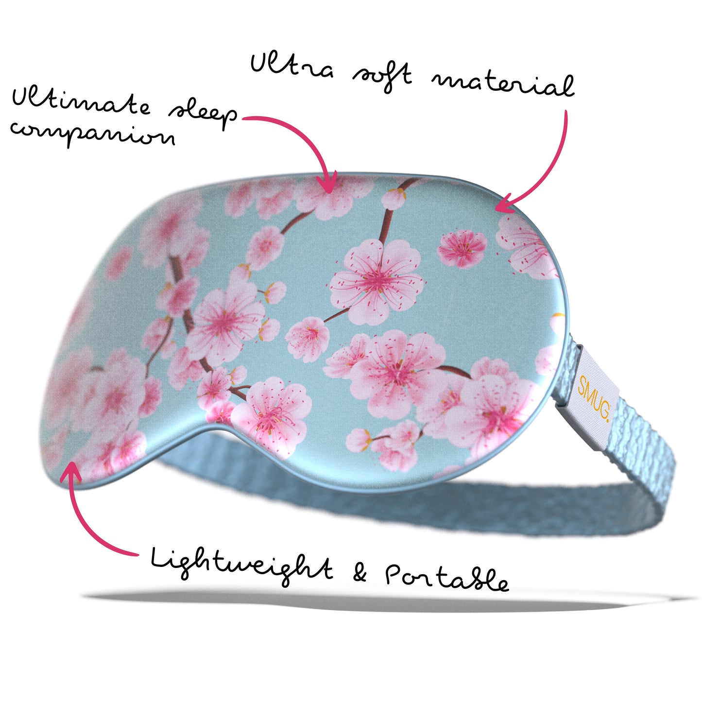 Satin Sleep Mask - Cherry Blossom Print