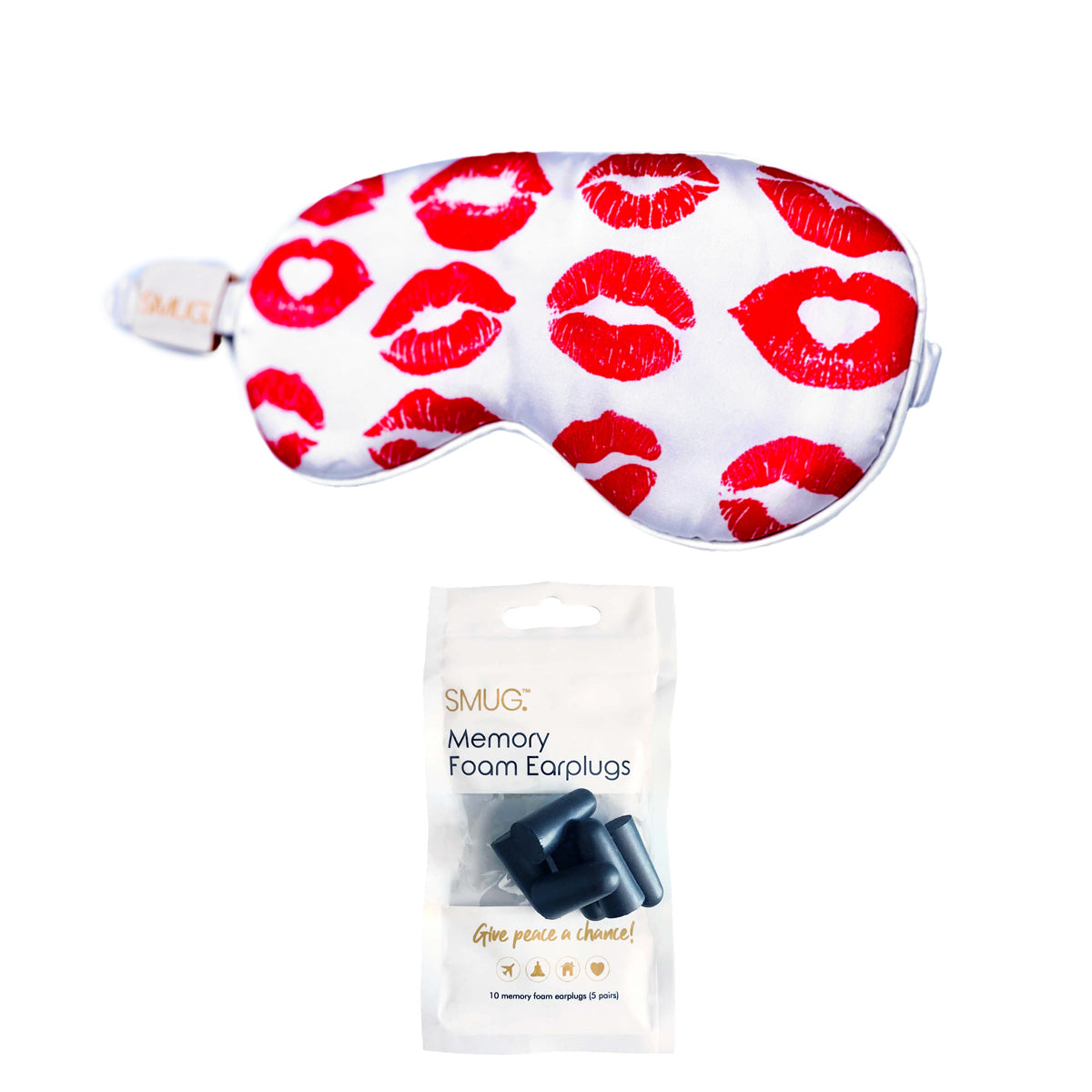 Satin Sleep Mask - Kiss Print