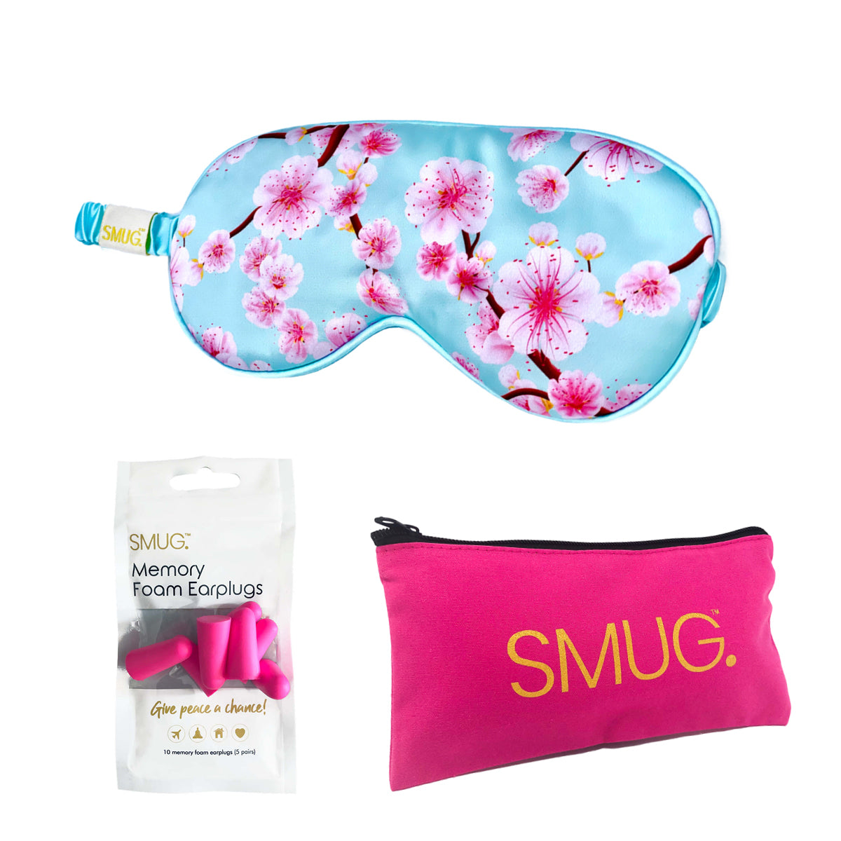 Satin Sleep Mask - Cherry Blossom Print