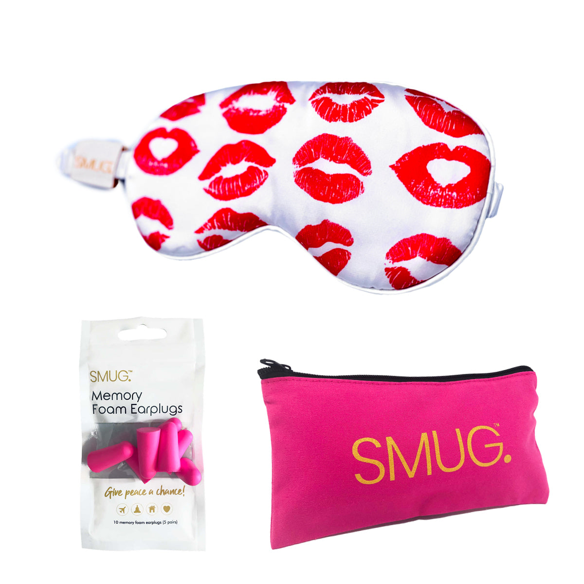 Satin Sleep Mask - Kiss Print