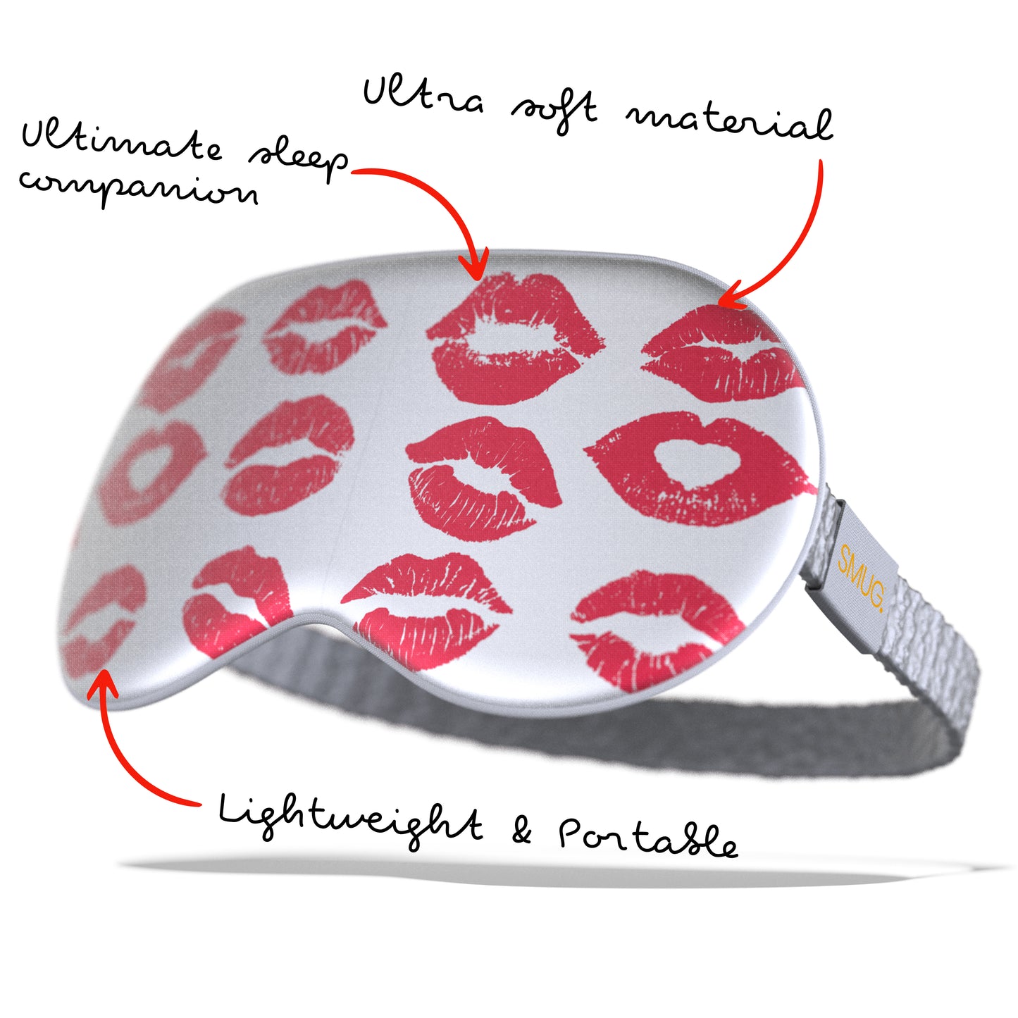 Satin Sleep Mask - Kiss Print