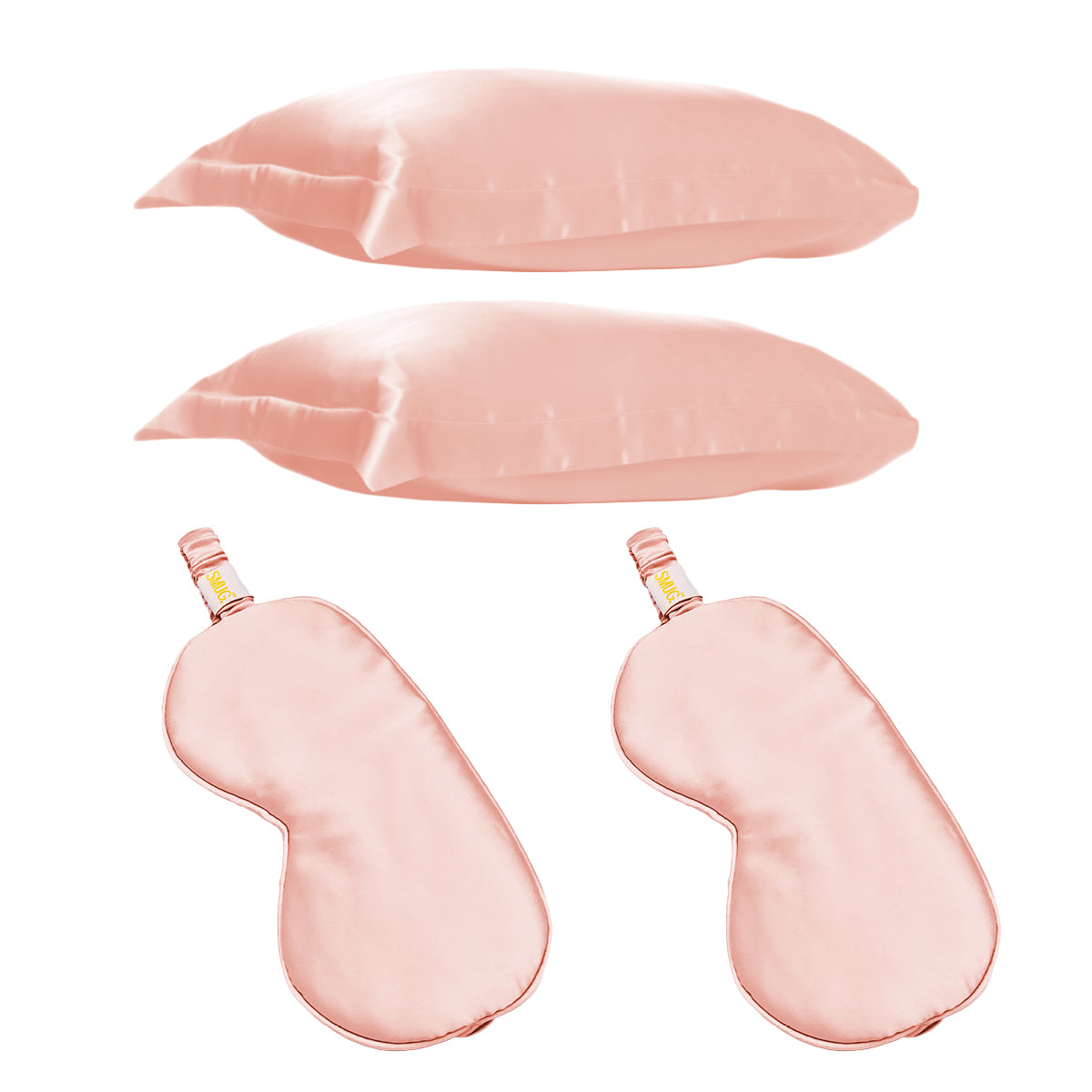 Two Satin Pillowcases & Sleep Masks Set - Pink