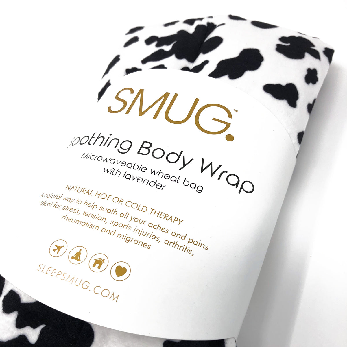 Soothing Body Wrap Wheat Bag Infused with Lavender Oil - Cow Print